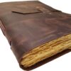Large Vintage Leather Photo Album with Buckle Closure - Scrapbook Style Pages, Gift Box Included - Holds 200 4x6 or 5x7 Photos